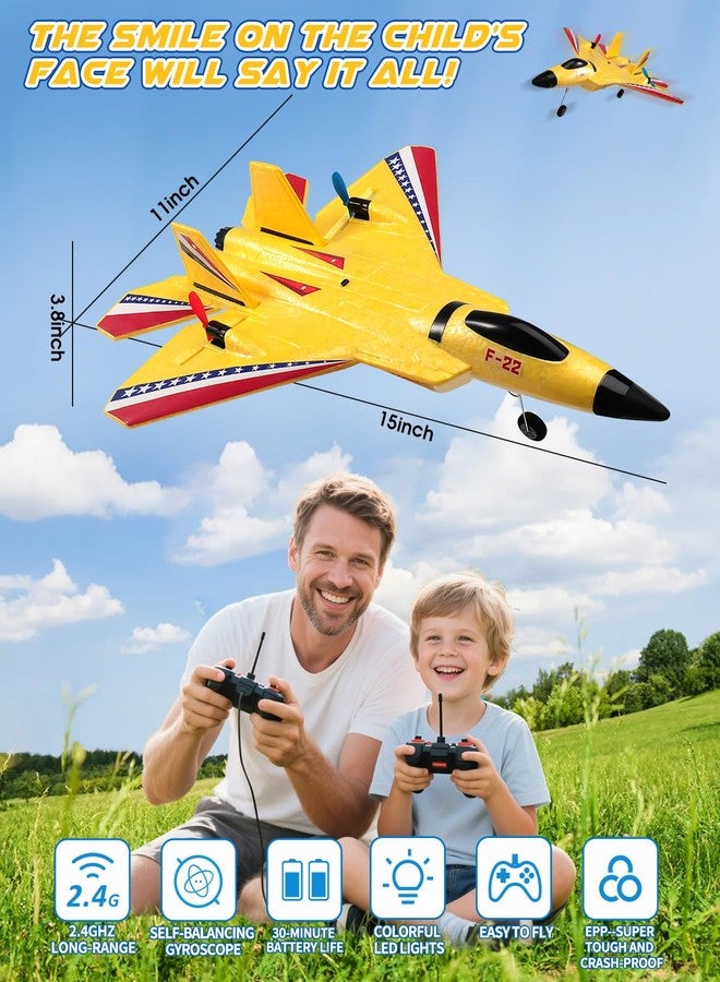 ANTSIR RC Plane F22 Raptor, Durable Foam Remote Control Airplane 2.4GHz with Smart Gyro/LED Lights/2 Rechargeable Batteries, RC Jet Glider Toy Gift for Kids Boys Girls Adults - Image 3
